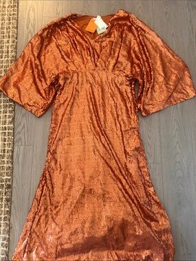 H&M Copper Sequin Maxi Dress